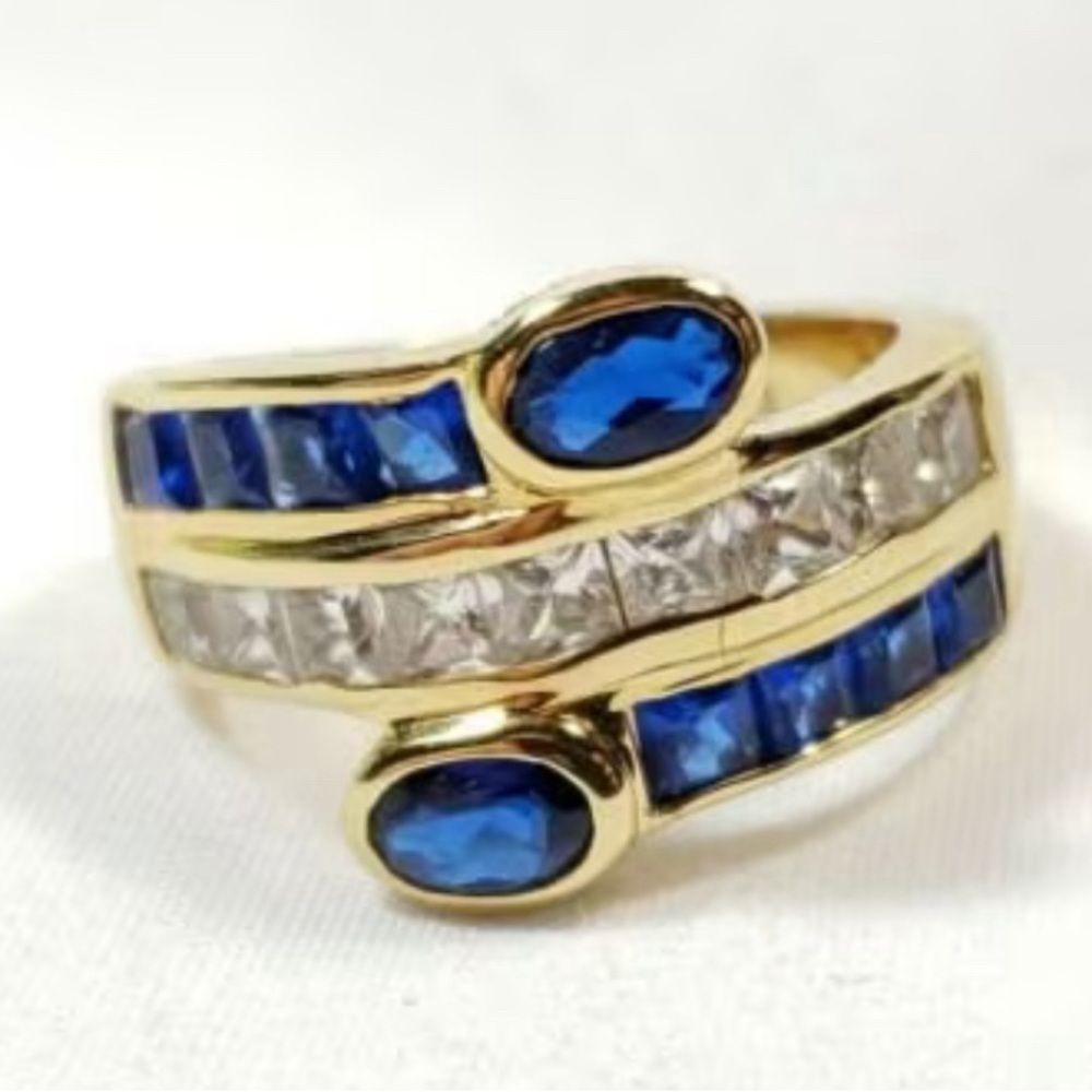 Camrose & Kross Jacqueline Jackie Kennedy Triple Row Sapphire Ring Sz 6